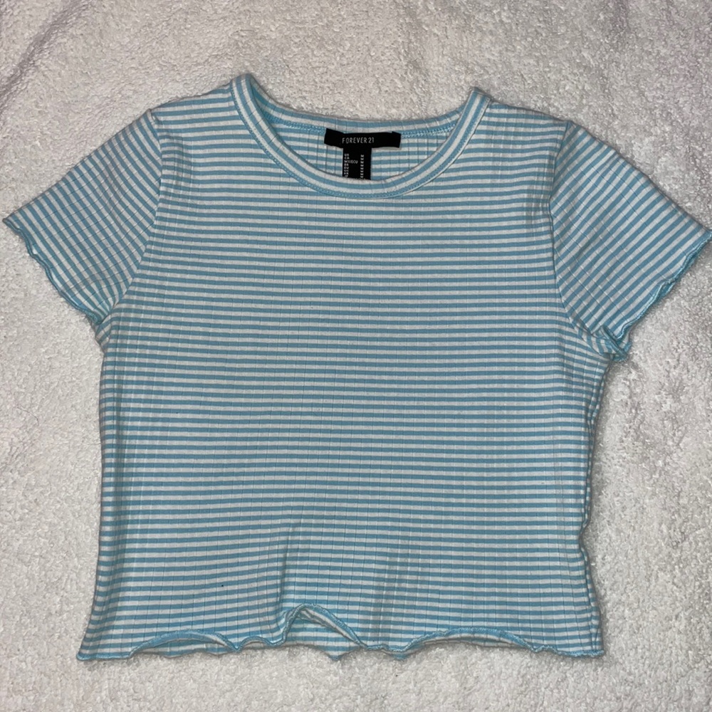 Cropped blue and white top